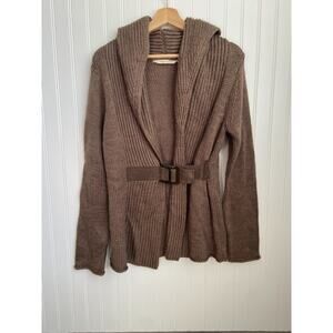 Soft Surroundings Belted Cardigan Sweater Womens Medium Brown Wool Blend Western